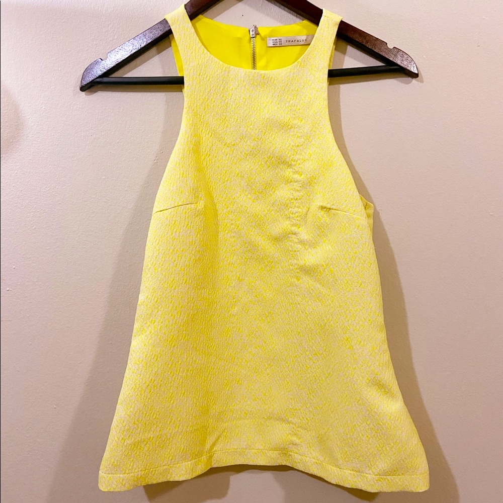 Trafaluc Zara Neon Yellow Leopard Racerback Tank Women’s Sz XS